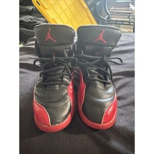 Youth Size 2 Nike Air Jordan 12‎ XII Retro PS 'Flu Game' Black/Red  151186-002